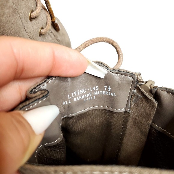 Bamboo Tan Suede Lace Up Platform Booties - Picture 4 of 5